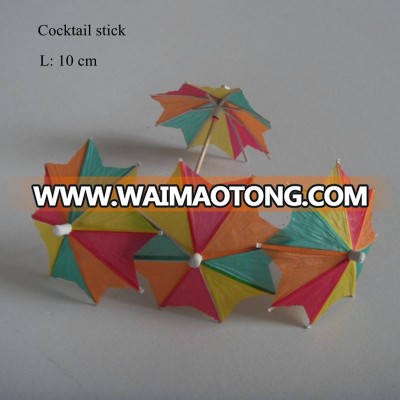 Umbrella shape wood decorate coctail stick