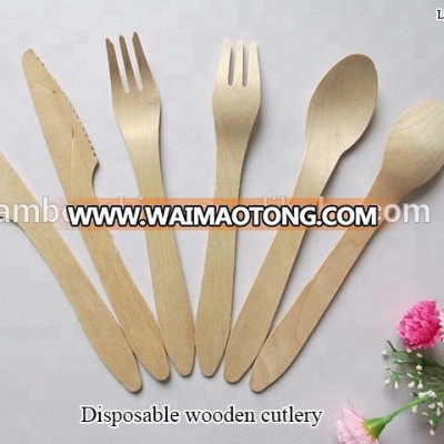 wooden disposable cutlery knife fork spoon set wood flatware set